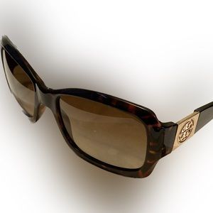 Iconic Tory Burch Sunglasses, tortoise and gold, pre-loved.